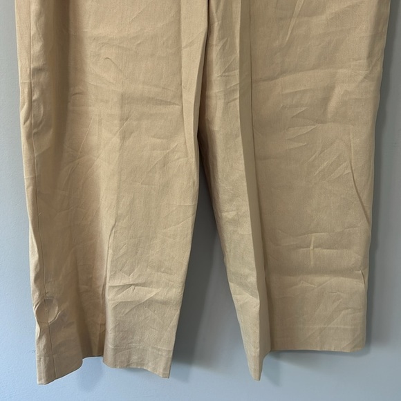 DEREK LAM 10 CROSBY Pant Linen blend wide leg pants Beige Pockets Sz 12 NEW - Picture 8 of 14